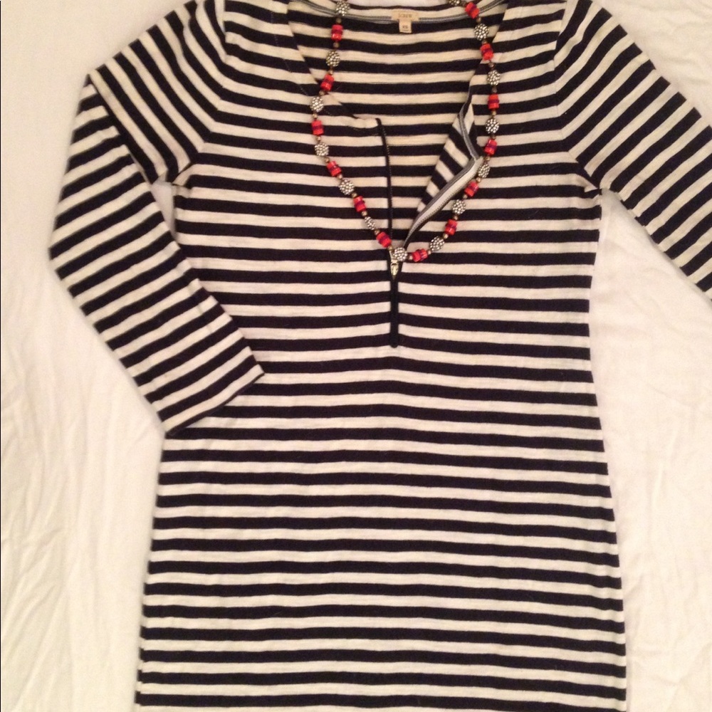 J. Crew Nautical Navy & White Stripped Dress